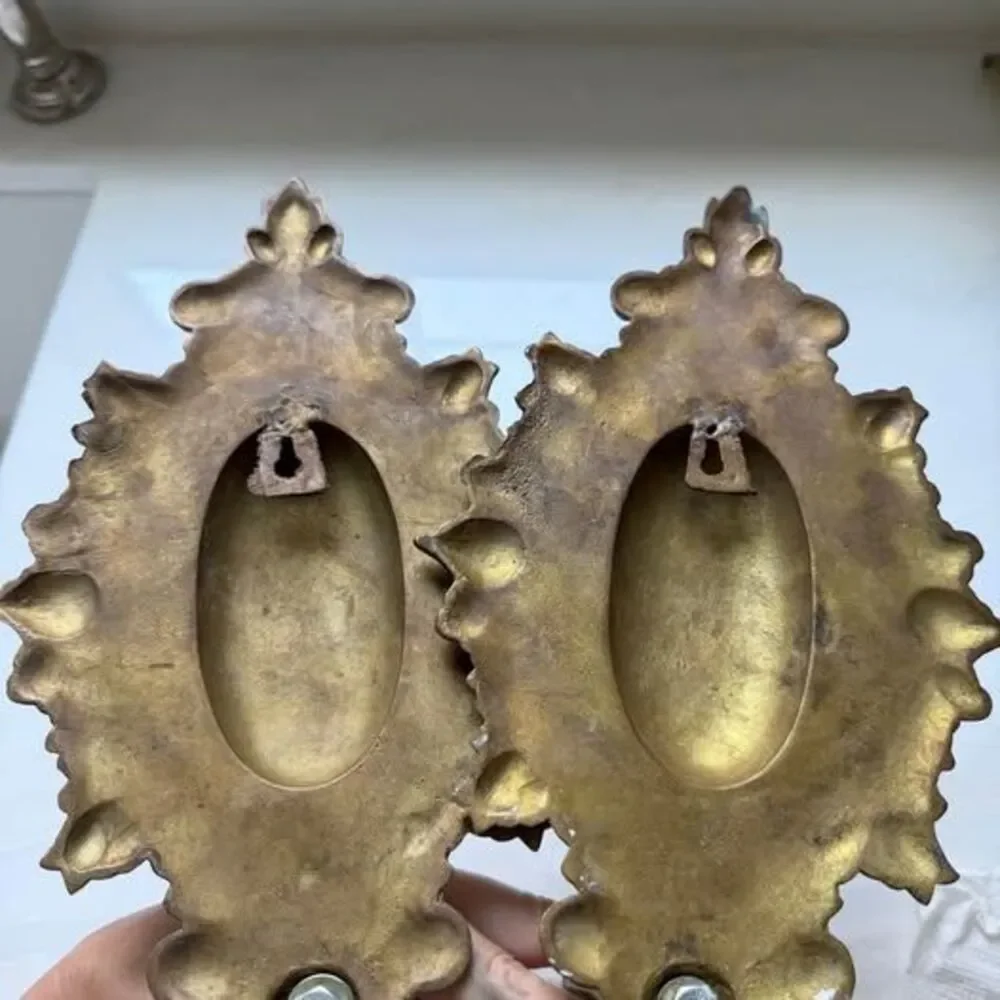 Vintage brass ornate candelabra wall sconce set of 2